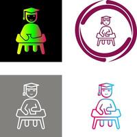 Unique Studying on Desk Icon Design vector