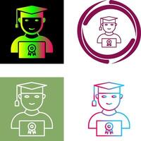 Unique Student Holding Degree Icon Design vector