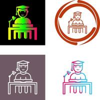 Unique Studying on Desk Icon Design vector