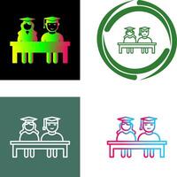 Unique Students Sitting Icon Design vector