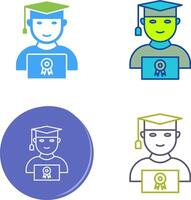 Unique Student Holding Degree Icon Design vector