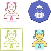 Unique Student Holding Degree Icon Design vector