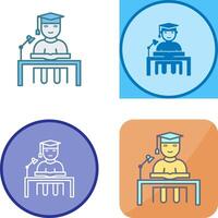 Unique Studying on Desk Icon Design vector