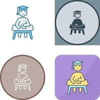 Unique Studying on Desk Icon Design vector