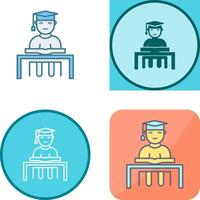 Unique Studying on Desk Icon Design vector