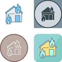 Unique Fire Consuming House Icon Design vector