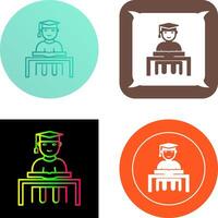 Unique Studying on Desk Icon Design vector