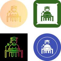 Unique Studying on Desk Icon Design vector