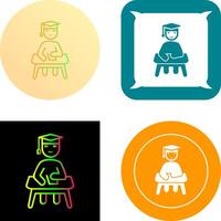 Unique Studying on Desk Icon Design vector