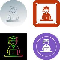 Unique Studying on Laptop Icon Design vector