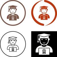 Unique Student Holding Degree Icon Design vector