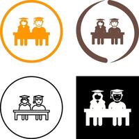 Unique Students Sitting Icon Design vector