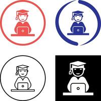 Unique Studying on Laptop Icon Design vector