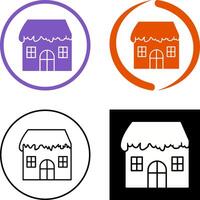 Unique House with Snow Icon Design vector