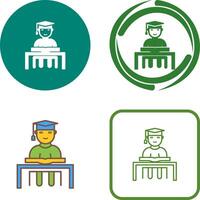 Unique Studying on Desk Icon Design vector