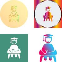 Unique Studying on Desk Icon Design vector