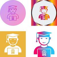 Unique Student Holding Degree Icon Design vector