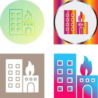 Unique Burning Building Icon Design vector