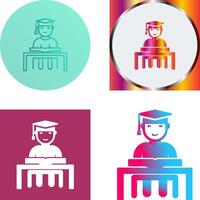 Unique Studying on Desk Icon Design vector