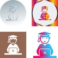 Unique Studying on Laptop Icon Design vector