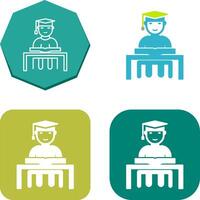 Unique Studying on Desk Icon Design vector