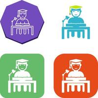 Unique Studying on Desk Icon Design vector