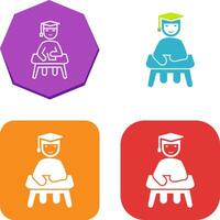 Unique Studying on Desk Icon Design vector