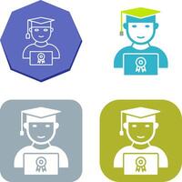 Unique Student Holding Degree Icon Design vector
