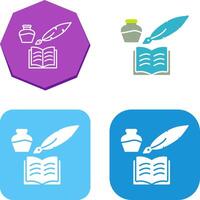 único pluma y libro icono diseño vector