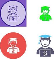 Unique Student Holding Degree Icon Design vector
