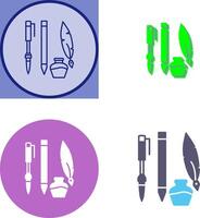 Unique Writing Equipment Icon Design vector