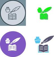 único pluma y libro icono diseño vector