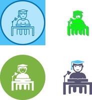 Unique Studying on Desk Icon Design vector