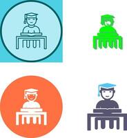 Unique Studying on Desk Icon Design vector