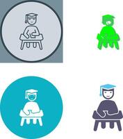 Unique Studying on Desk Icon Design vector