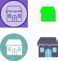 Unique House with Snow Icon Design vector