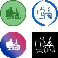 Computer Worker Icon Design vector