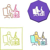 computadora trabajador icono diseño vector