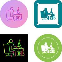 Computer Worker Icon Design vector