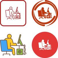 Computer Worker Icon Design vector