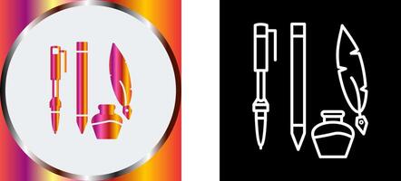 Unique Writing Equipment Icon Design vector