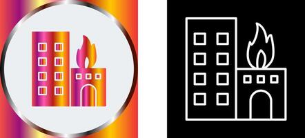 Unique Burning Building Icon Design vector