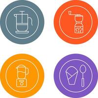 french press and coffee grinder Icon vector