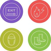 exit and electricity fire Icon vector