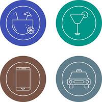 coconut drink and cocktail drink Icon vector