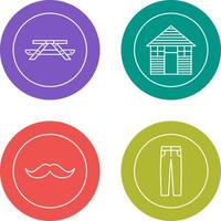 Picnic of Table and Wood Cabin Icon vector