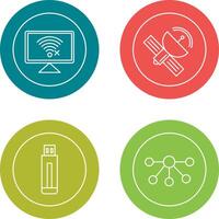 Disconnected Network and Satellite Icon vector