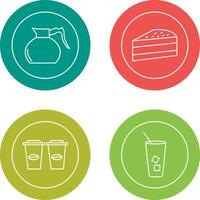 cake slice and coffee pot Icon vector