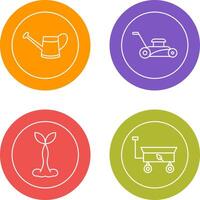 Watering tool and Lawn Mower Icon vector