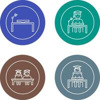 study desk and studying on desk Icon vector